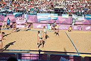 Deutsch: Beachhandball bei den Olympischen Jugendspielen 2018; Tag 3, 9. Oktober 2018; Jungs, Vorrunde, Gruppe B - Argentinien-Hongkong 2:0 English: Beach handball at the 2018 Summer Youth Olympics at 9 October 2018 – Girls Preliminary Round Group B – Argentina-Hing Kong 2:0