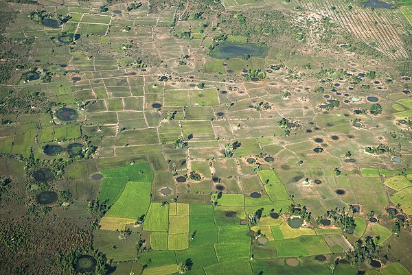 Bomb craters still were visible in Cambodia more than 40 years later