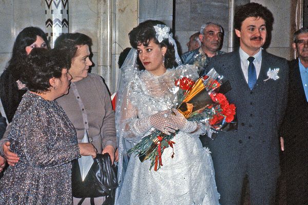 Wedding party in the Praga Hotel, Moscow, 1990