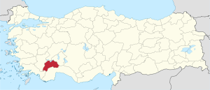 Location of Burdur Province in Turkey