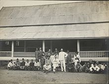 Sultan Ahmad Al-Mu`azzam Shah seated with Acting Resident of Pahang, Frederic Duberly, circa 1902. CO 1069-487-24 (7887943384).jpg