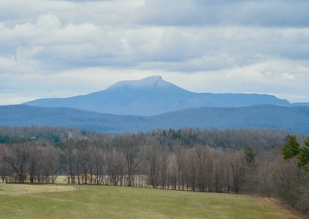 Western face of Camel's Hump Mountain (elevation 4,079 feet (1,243 m)).[49]