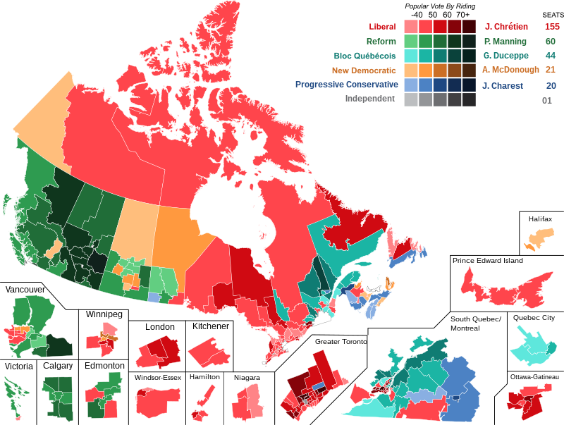 Canadian federal election, 1997 results by riding.svg