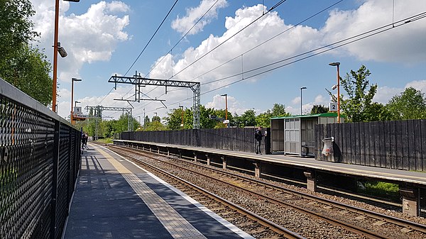 Cannock railway station following the completion of electrification.