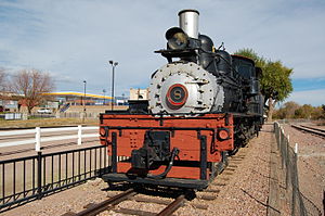 1922 Shay locomotive, West Side Lumber Co. #8, on display in Canon City, Colorado Canon-City West-Side-Lumber-Co-8 Front 2012-10-28.JPG