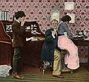 Юмористическая открытка «Убирайся! Разве ты не видишь, я занят» (1900-е годы)