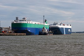 Car transporters in Southampton docks