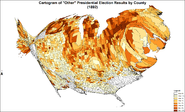 Cartogram of "other" presidential election results by county