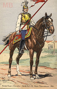 Carica Marija Fjodorovna (Dagmar Danska) v uniformi Polka konjeniške garde (1914)