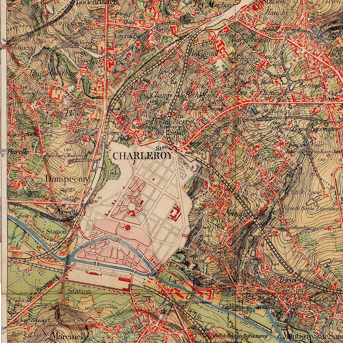 Carte topographique de 1873 avec la station d'origine à la hauteur de la future place de la Digue.