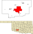 Comanche County Oklahoma Incorporated areas highlighting Lawton.svg