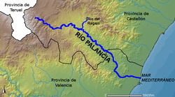 Mapa de la compleganza de lo río Palancia.