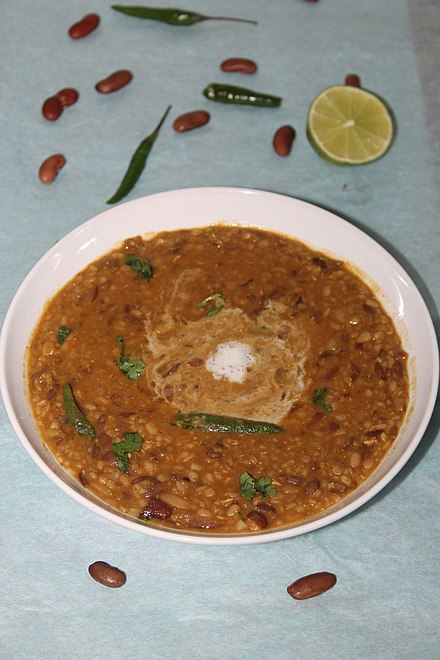 Dal makhani, a dish made from a wide variety of lentils along with  butter and cream