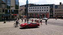 Typical street scenery in Jena: The Holzmarkt in the city-centre