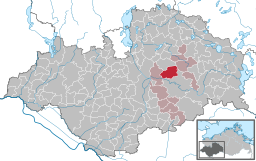Läget för kommunen Domsühl i Landkreis Ludwigslust-Parchim