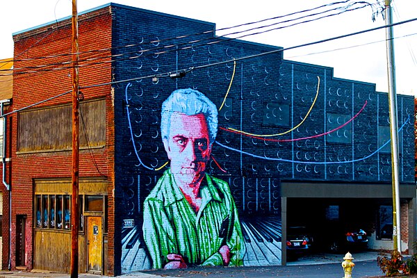 A mural depicting Moog in Asheville, North Carolina