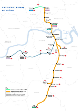 <span class="mw-page-title-main">East London line extension</span> Railway engineering project in London