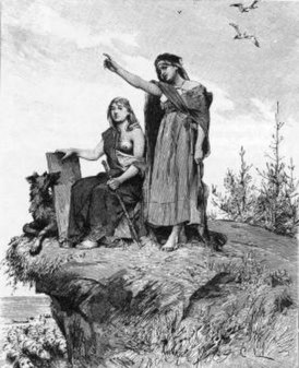 Гравюра 1893 г., изображающая двух вёльв. Карл Улоф Ларссон