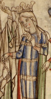 Portrait of Godwin's daughter Edith, from a 13th-century manuscript of the Vita Ædwardi Regis