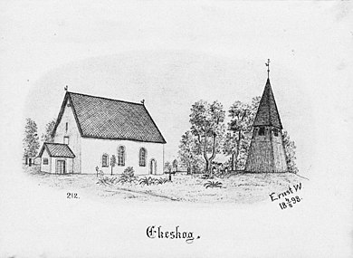 Kyrkan på teckning från 1898