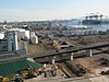 Tank cars parked on a spur of the Chemical Coast Line that passes under the Staten Island Railway in 2006