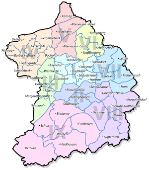 landkarte von essen Liste der Stadtbezirke und Stadtteile von Essen – Wikipedia