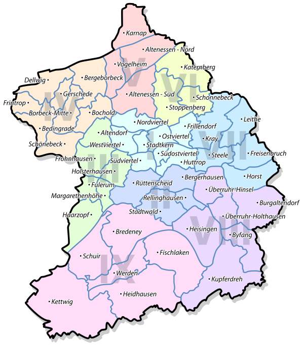 Liste Der Stadtbezirke Und Stadtteile Von Essen Wikiwand