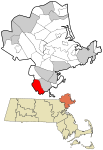Essex County Massachusetts incorporated and unincorporated areas Saugus highlighted.svg