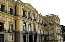 The National Museum, built from the Brazilian Imperial Family's old residence in "Paco de Sao Cristovao" (Palace of Sao Cristovao). Fachada Museu Nacional - UFRJ.jpg