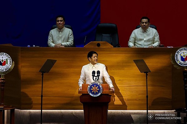 Romualdez (right) during President Bongbong Marcos's first State of the Nation Address