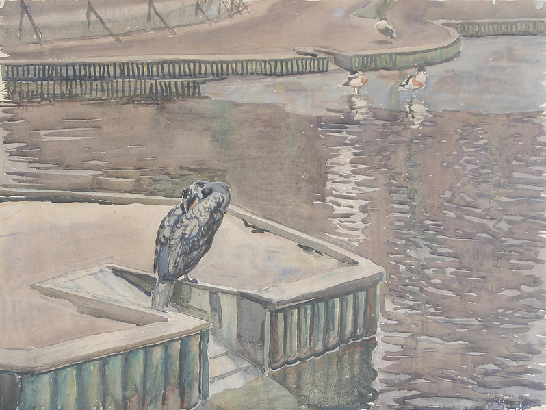 File:Fritz Syberg - Vadefugle ved søerne i Zoologisk Have - 1918.png