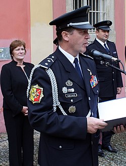 pplk. Radek Galaš na zahájení Mezinárodní konference policejních historiků (2014)