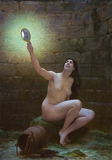 Truth is at the Bottom of the Well (1895) at the Musée des Beaux-Arts de Lyon, another work by Gérôme using the metaphors of Truth, her mirror, and the well.