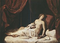 圭尔齐诺的《垂死的克丽奥佩特拉（意大利语：Cleopatra morente）》，173 × 237cm，约作于1648年，1750年始藏，藏于红宫。[43]