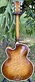 Höfner 468 archtop guitar back hand-carved from solid piece of bird's eye maple. Made in Germany, 19 Feb 1961.