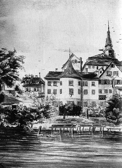 Hölderlinturm und Bezei (Aquarell 1886, Emil Klein zugeschrieben).jpg