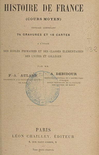 Fichier:Histoire de France Aulard Debidour.jpg