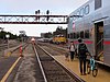 Trains at South San Francisco station demonstrating the hold out rule in July 2018