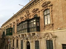 Hostel de Verdelin, a mid-17th century example of Spanish Baroque architecture in Malta Hostel de Verdelin.jpeg