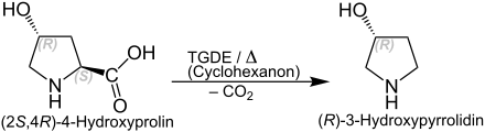Decarboxylierung von (2S,4R)4-Hydroxyprolin