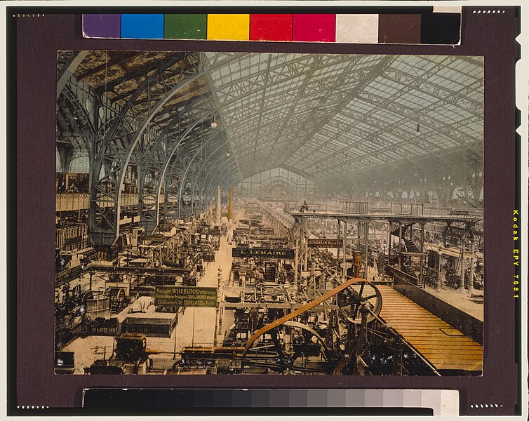File:Interior view of the Gallery of Machines, Exposition universelle internationale de 1889, Paris, France-LCCN2001698576.jpg