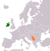 Location map for Ireland and Serbia.
