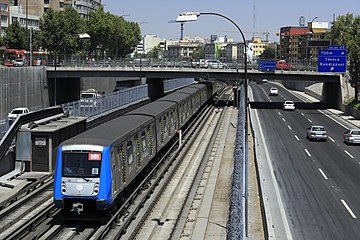 A part of the Pan American Highway in Chile contains the line 2 of the Santiago Metro in its median.