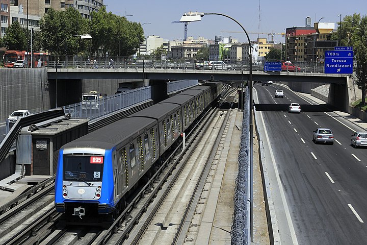 A part of the Pan American Highway in Chile contains the line 2 of the Santiago Metro in its median.