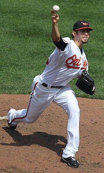 Arrieta pitching for the Orioles in 2011