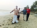 Jalachhayam director Sathish Kalathil, actors Chithramohan, Saju Pulikkottil (Back), Cameraman Pramod Vadakara and Costume designer Ajeesh M Vijayan are in sea location-2
