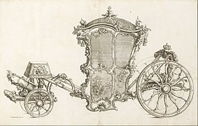 Projet de carrosse coupé, par le carrossier Johann Michael Hoppenhaupt, 1753.