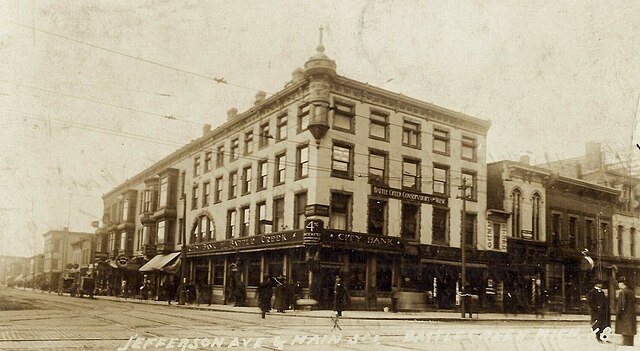 City Bank of Battle Creek was shown on a real photo postcard sent on July 7, 1908