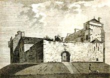 The ruins of Kenmure Castle, former seat of the Gordon Viscounts of Kenmure. Kenmure Castle plate 2.jpg