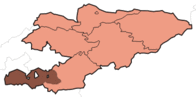 Баткенская область на карте Киргизии